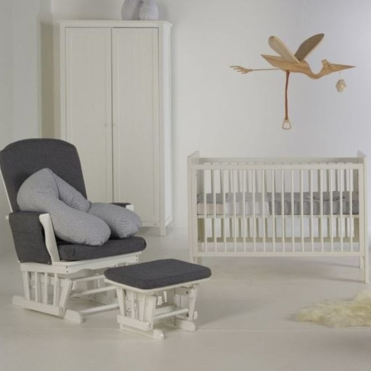 Stal Geometrie een vuurtje stoken Schitterende schommelstoel van Hout met canvas bekleding - Babywinkel De  Babykraam Bio en Logisch