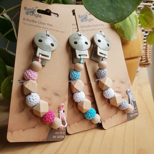 BoJungle B-Pacifier Blue Houten Speenketting in 3 kleuren BoJungle B-Pacifier Blue Houten Speenketting in 3 kleuren