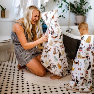 Little Unicorn Cotton Muslin Badcape met Washandje