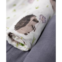 2 grote bamboe swaddle mouslin doeken - Charcoal Hedgehog