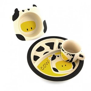 Pure Kids Bamboe Kinderservies Cow. 100% Biologisch afbreekbaar