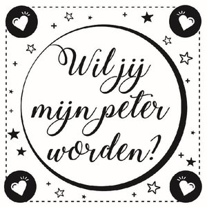 Minimou Wijnetiket Sticker - Wil je mijn Peter worden? Black&White