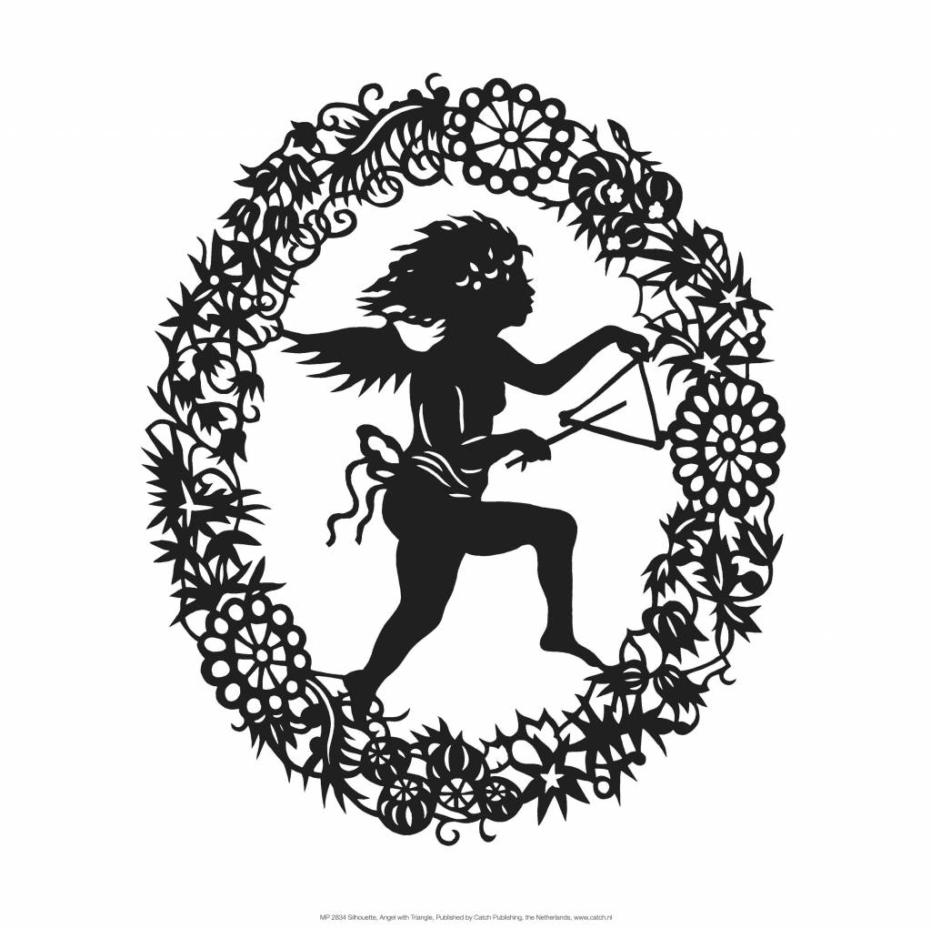 Silhouette of Fairy Angel in Flower Garland II