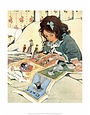 Girl Cutting out Paper Dolls