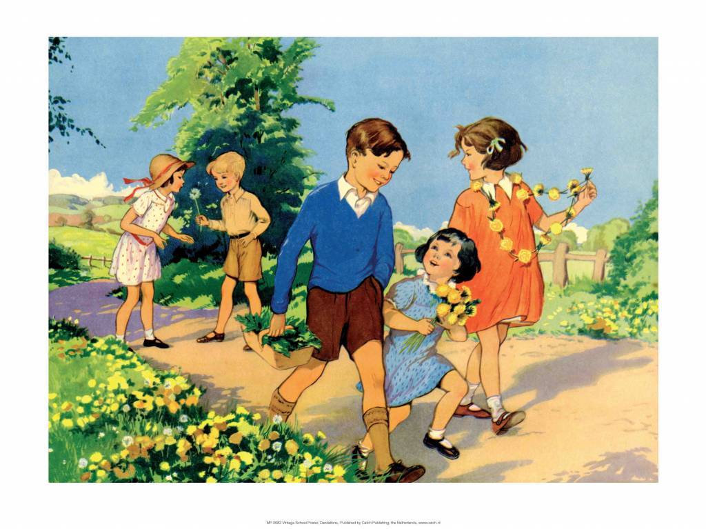 Vintage Classroom Poster - Picking Daisies