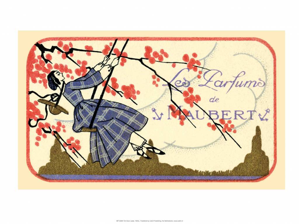 Vintage Art Deco Label, Les Parfums de Maubert