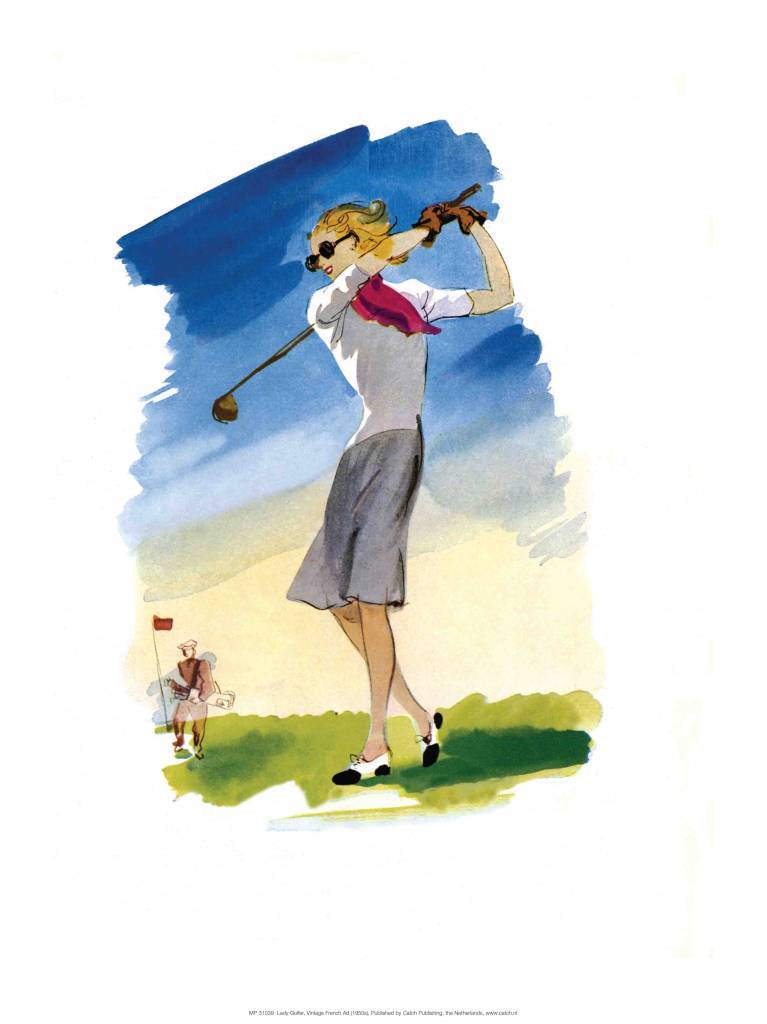 Vintage Golf Poster, Woman Golfer