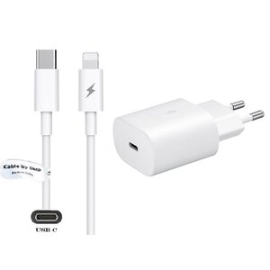 25 Watt snellader + 2,0m USB C kabel met Lightning connector voor Apple