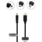 0,3m USB C camera, av datakabel voor onder andere Fuji Finepix, Leica, Nikon, Panasonic, Samsung, Sony en Vivitar