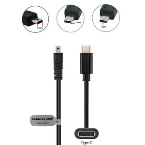 0,3m USB C camera, av datakabel voor onder andere Fuji Finepix, Leica, Nikon, Panasonic, Samsung, Sony en Vivitar