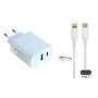 20 Watt snellader met USB A en USB C aansluiting + 2,0m USB C kabel met Lightning connector voor Apple iPhone, iPad en iPod
