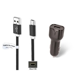 2.1A Autolader + 1,5m Mini USB kabel geschikt voor onder andere Garmin, Medion, Mio, Texas Instruments, TomTom