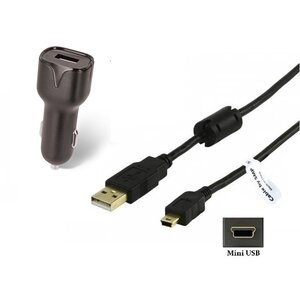 2.1A Autolader + 1,8m Mini USB kabel geschikt voor onder andere Garmin, Medion, Mio, Texas Instruments, TomTom