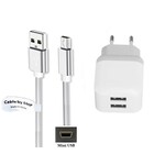 2.1A lader met 2 poorten + 3,0m Mini USB kabel geschikt voor onder andere Garmin, Medion, Mio, Texas Instruments, TomTom