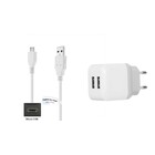 2.1A lader met 2 poorten + 3,0m Micro USB kabel