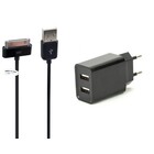 2.1A lader met 2 poorten + 2,2m kabel met dock connector geschikt voor Apple