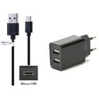 2.1A lader met 2 poorten + 0,5m Micro USB kabel