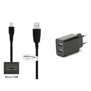 2.1A lader met 2 poorten + 1,8m Micro USB kabel