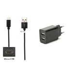 2.1A lader met 2 poorten + 2,0m Micro USB kabel