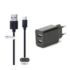 2.1A lader met 2 poorten + 0,25m USB C kabel