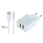 Oplader met 2 poorten + 3,0m USB kabel met Lightning connector geschikt voor Apple iPhone, iPad, iPod en Accessoires
