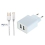 Oplader met 2 poorten + 2,0m USB kabel met Lightning connector geschikt voor Apple iPhone, iPad, iPod en Accessoires