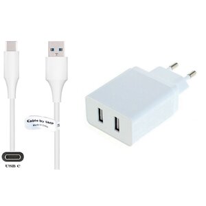 Oplader met 2 poorten + 1,8m USB C kabel