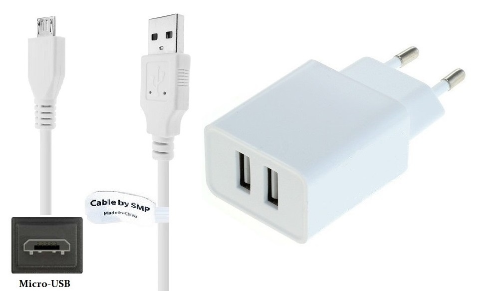 Oplader met USB-poorten 2,2m Micro-USB kabel OneOne