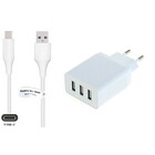 Oplader met 3 poorten + 0,2m USB C kabel