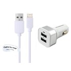 4.8A autolader met twee poorten + 1,0m kabel met Lightning connector geschikt voor Apple iPhone, iPad, iPod en Accessoires