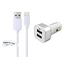 4.8A autolader met twee poorten + 2,0m kabel met Lightning connector geschikt voor Apple iPhone, iPad, iPod en Accessoires