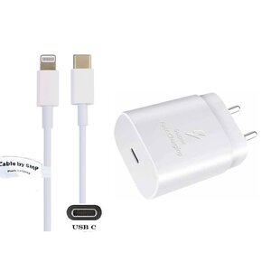 25 Watt snellader met USB C aansluiting + 1,0m USB C kabel met Lightning connector voor Apple iPhone, iPad en iPod