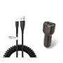 2.1A Autolader + 0,5m spiraal kabel met Lightning connector geschikt voor Apple iPhone, iPad, iPod en Accessoires