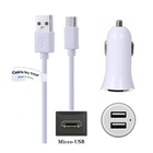 2A autolader met 2 poorten + 0,25m Micro USB kabel