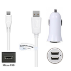 2A autolader met 2 poorten + 0,9m Micro USB kabel
