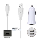 2A autolader met 2 poorten + 1,0m Micro USB kabel