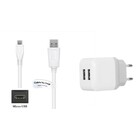 2.1A lader met 2 poorten + 0,9m Micro USB kabel