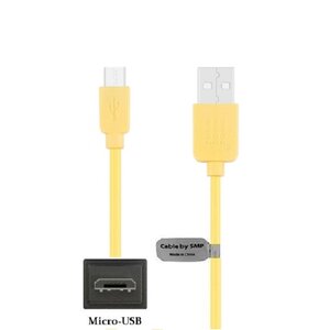 1,0m robuuste Micro USB kabel. Gele laadkabel.