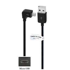 1,0m Haakse robuuste Micro USB kabel. Zwarte oplaadkabel.