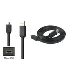 1,5m Platte robuuste Micro USB kabel. Zwarte oplaadkabel.
