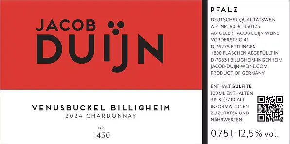 Jacob Duijn Venusbuckel Billigheim Chardonnay 2024