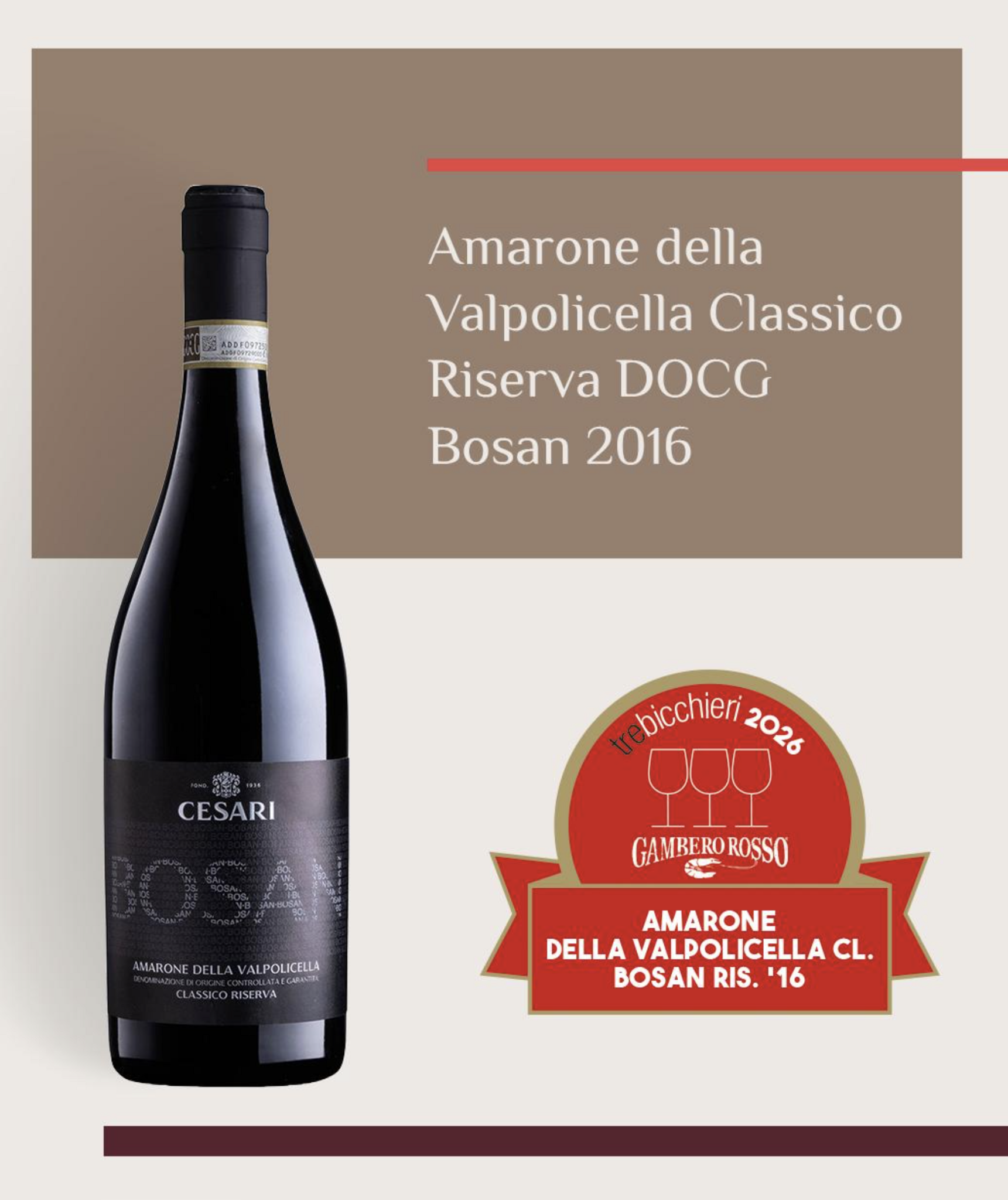 Cesari Bosan Amarone della Valpolicella DOCG Riserva 2016
