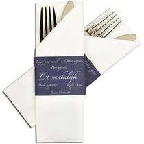 Napkin Sleeve Blauw "Eet Smakelijk" 300 stuks