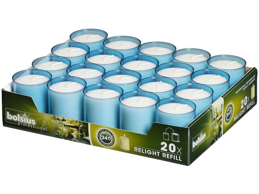 Me Eigendom banner Bolsius Professional Refills Relight Aqua Blauw (80 stuks) | Kaarsen Plus