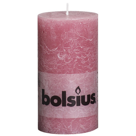 Bolsius Rustik Stumpen Kerzen 130x68 mm Old Pink, 6 Stück