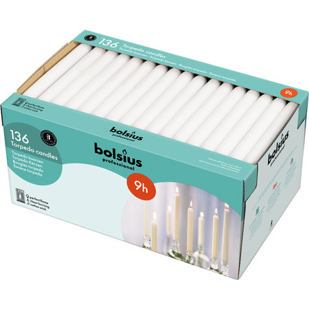 Bolsius Professional Dinerkaars Wit, 136 stuks