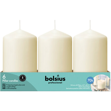 Bolsius Professional Stompkaars 150/78 Ivoor, 6 stuks