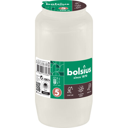 Bolsius Herdenkingslicht Nr. 5 Transparant / Wit