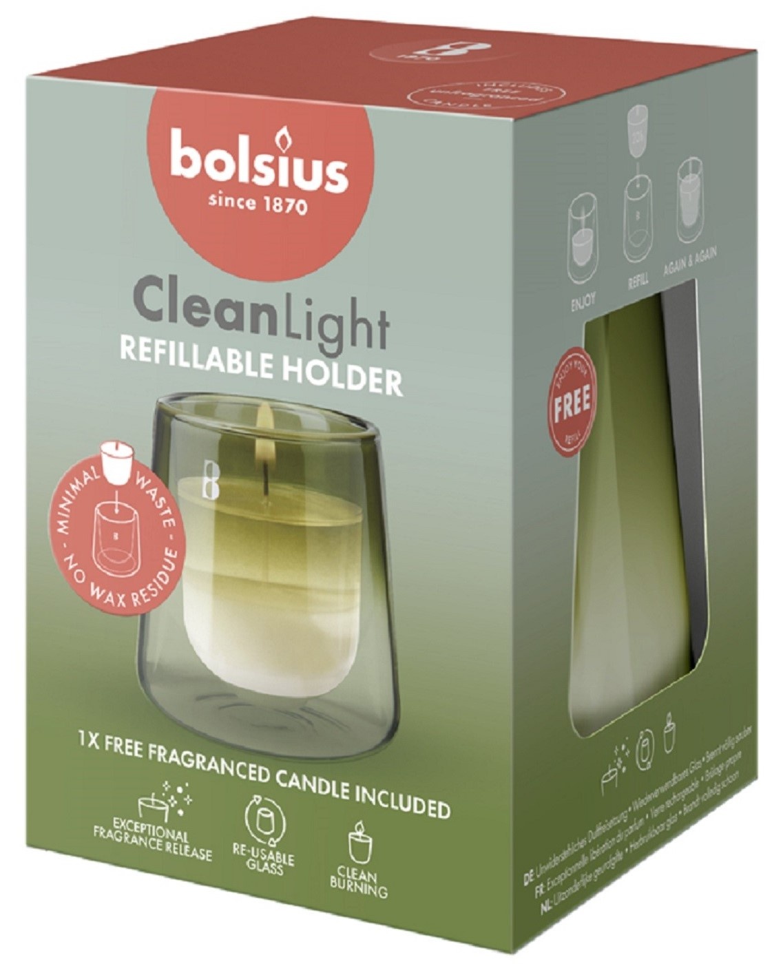 Bolsius CleanLight Starterset - Halter und Refill Gardenia & Fig