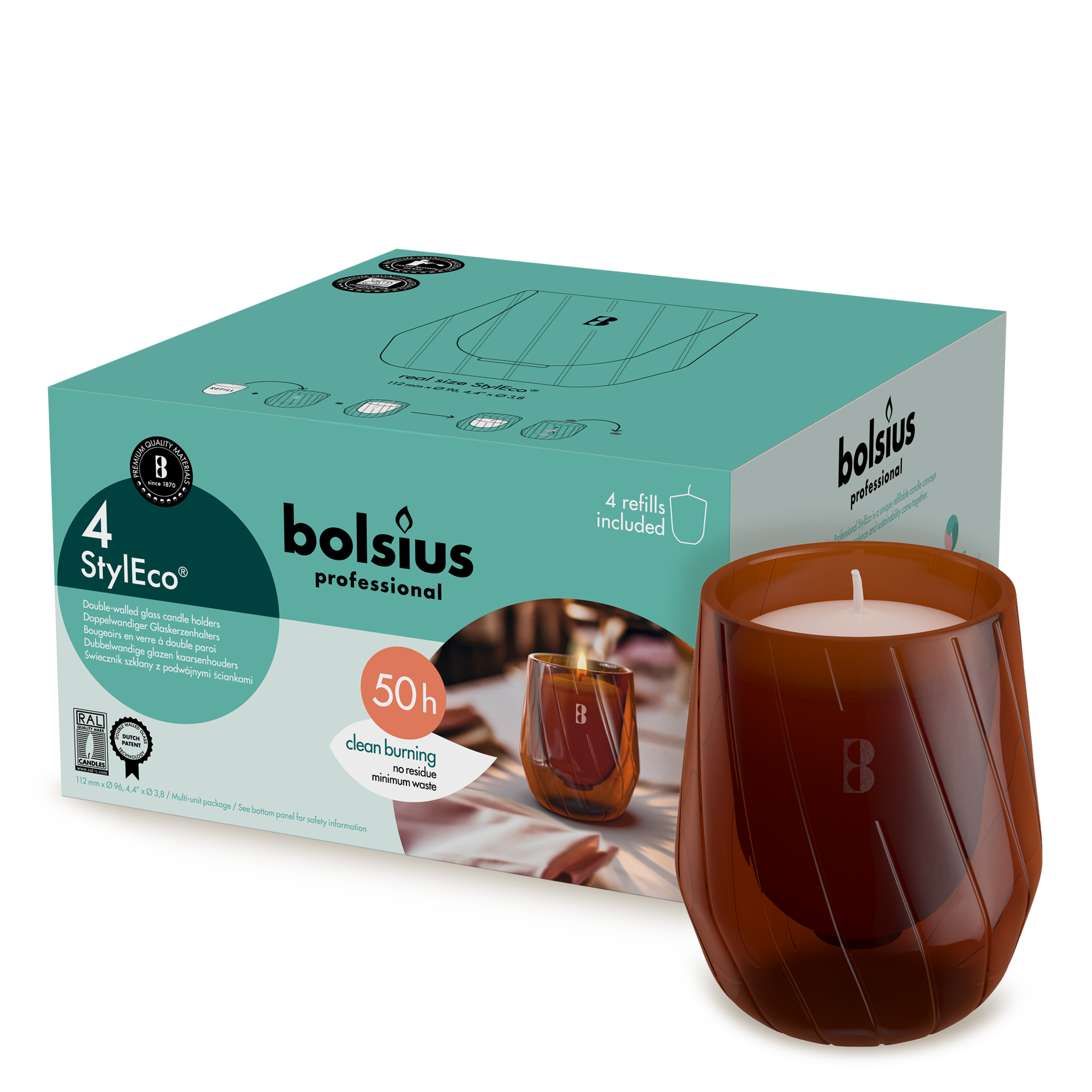 Bolsius Professional Houder Bruin StylEco